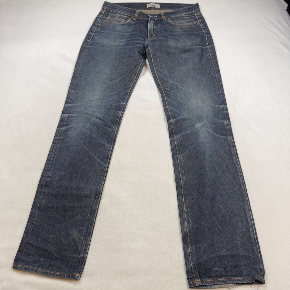 Acne Studios Mic Rigid Jeans Mens 32x34 Dark Wash Straight Leg‎ Denim Blue 1405